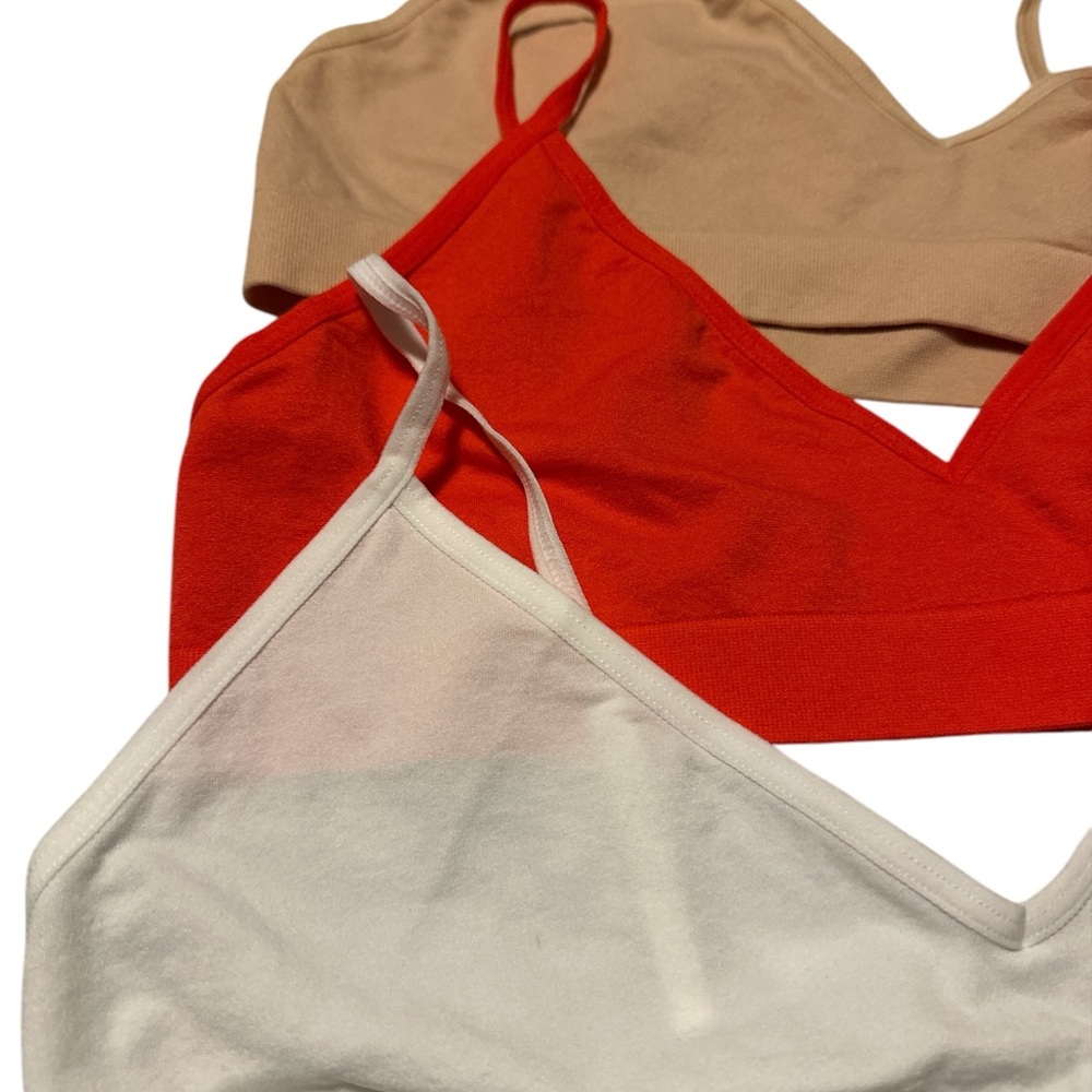 Jenni White and Orange Bralettes Soft Stretchy Design for Comfort - Picture 2 of 4